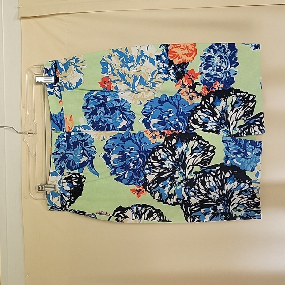 J. Crew Floral Pencil Skirt in Mint, Blue, Navy & Coral - Picture 2 of 6